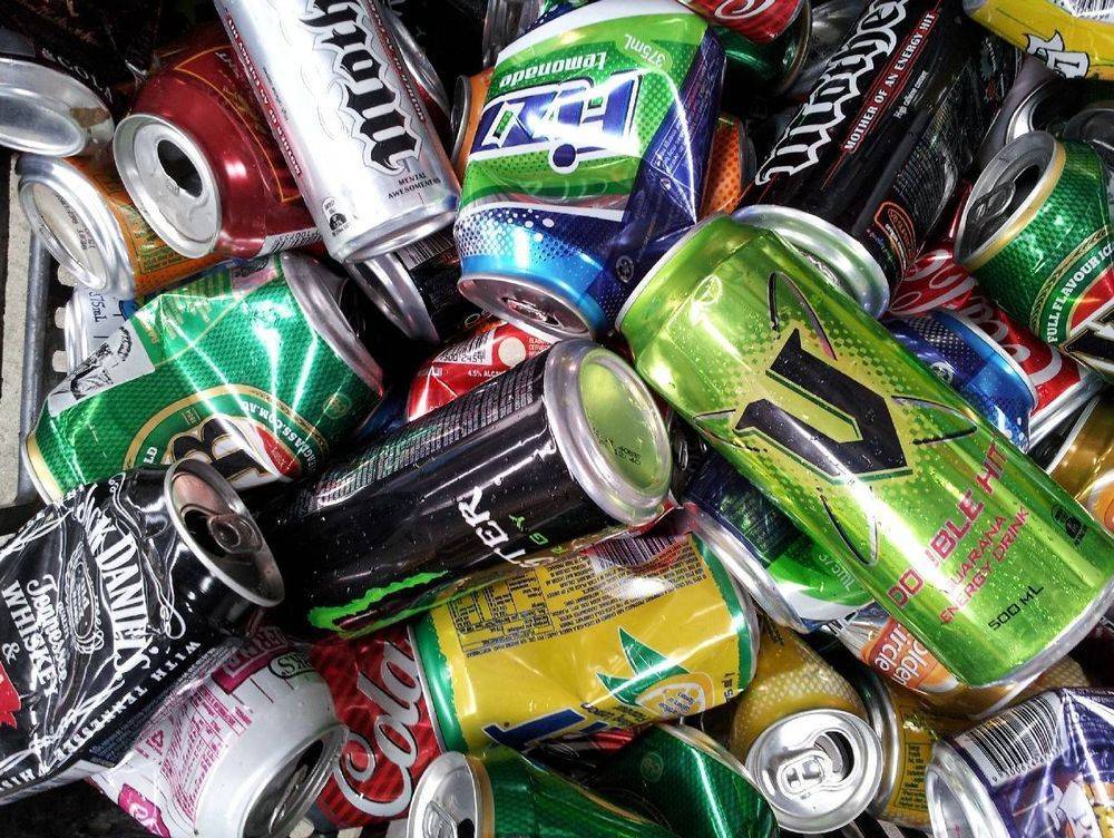 Crushed aluminum drink cans.